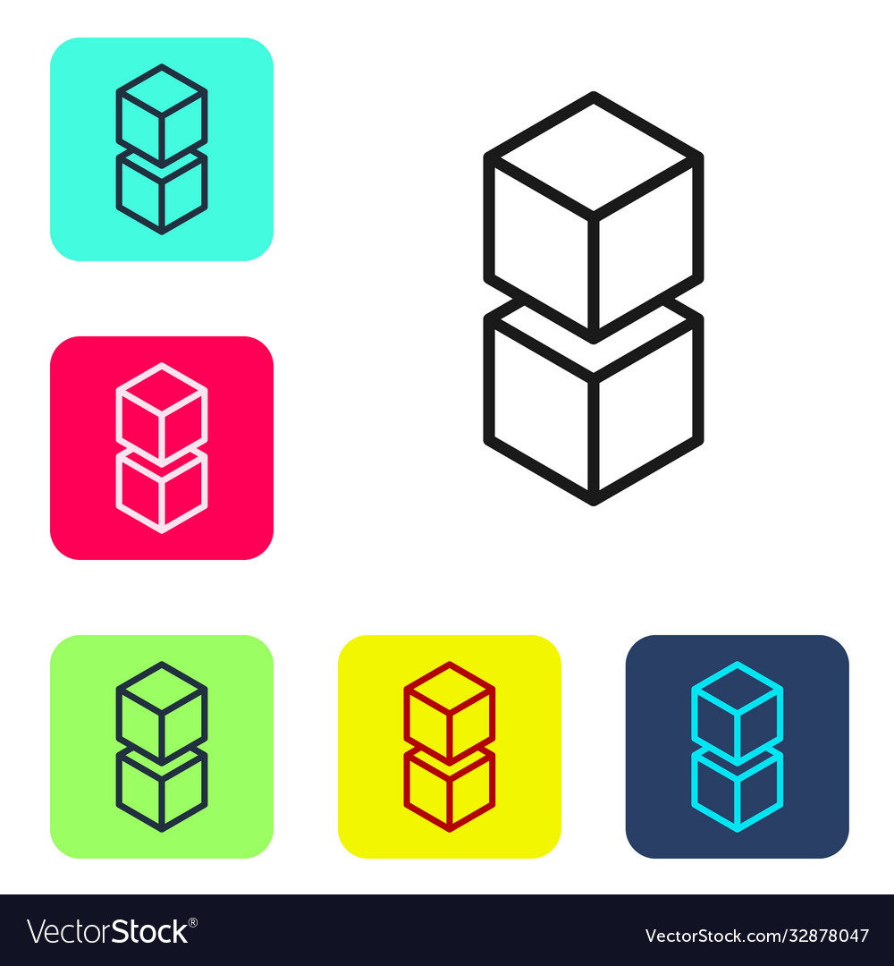 Black line blockchain technology icon isolated