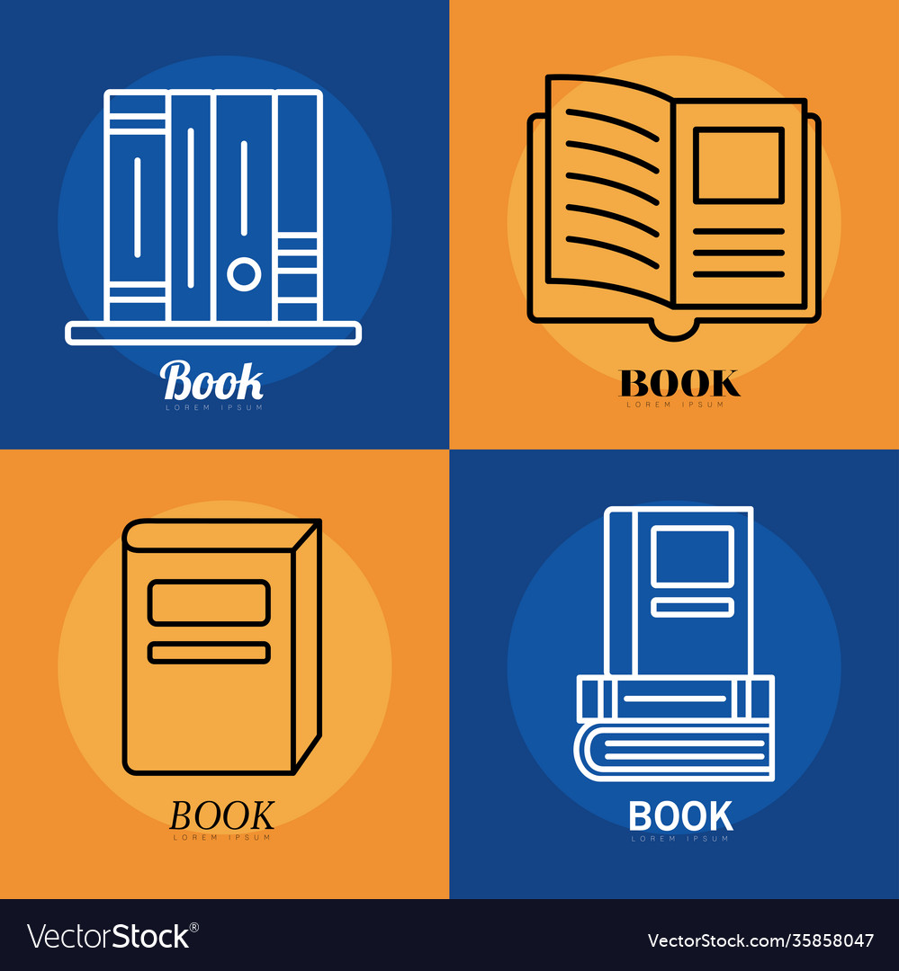 Books line style symbol set design