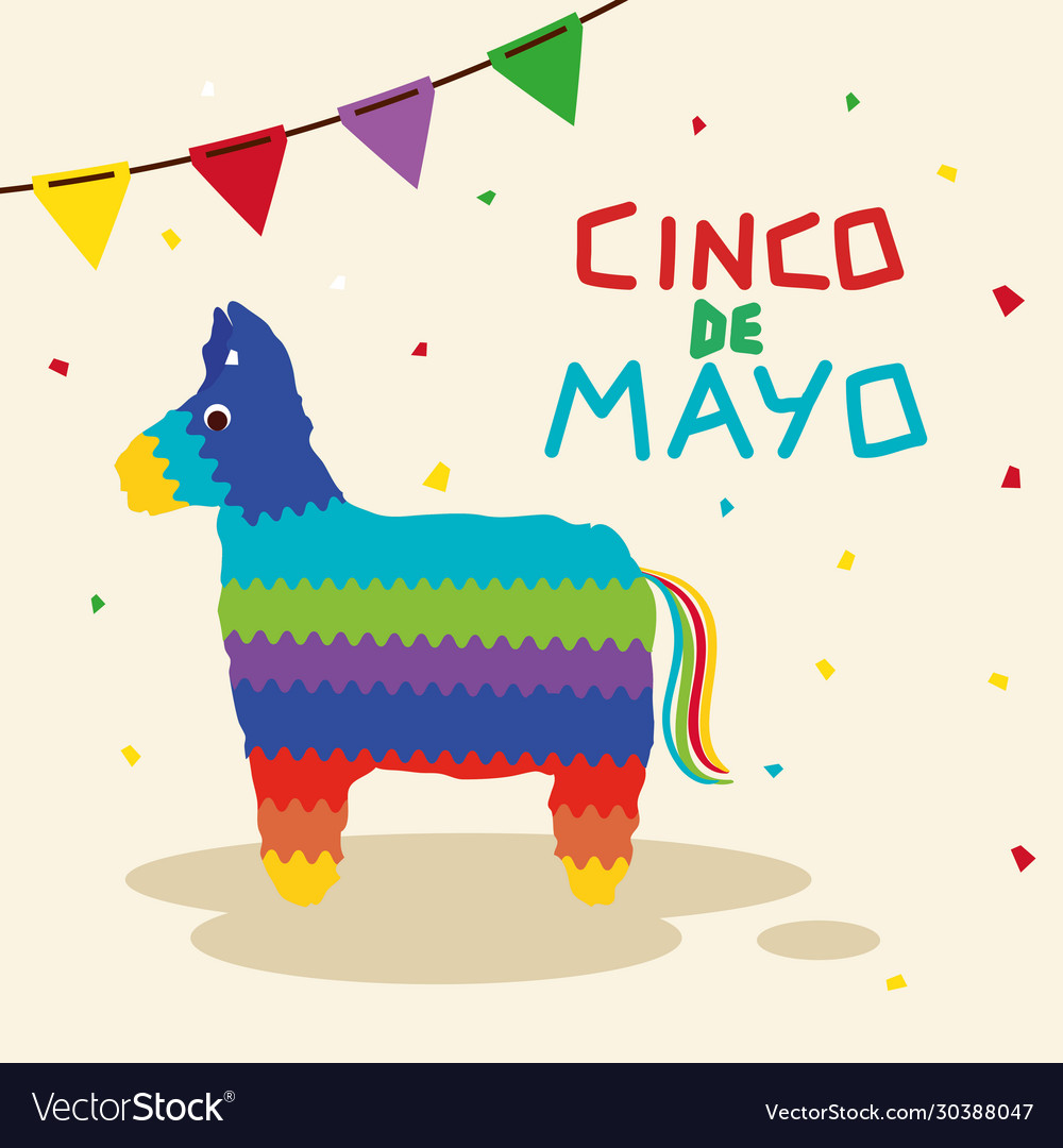 Cinco de mayo poster with pinata and decoration Vector Image