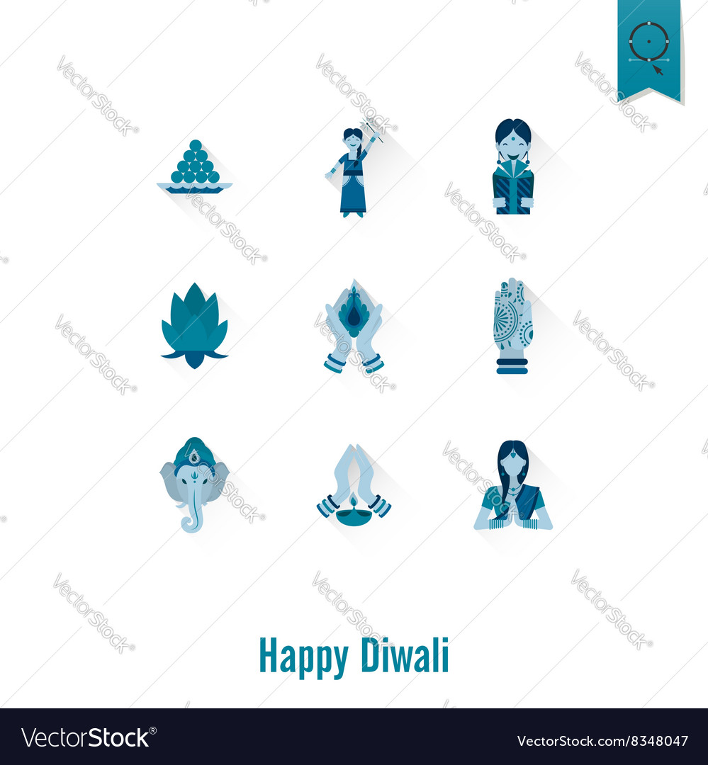 Diwali indian festival icons