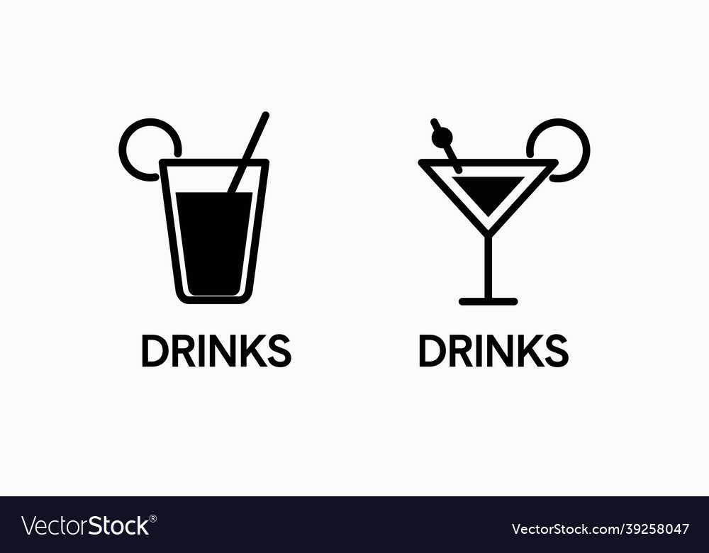 Drinks Sign Set Royalty Free Vector Image - Vectorstock