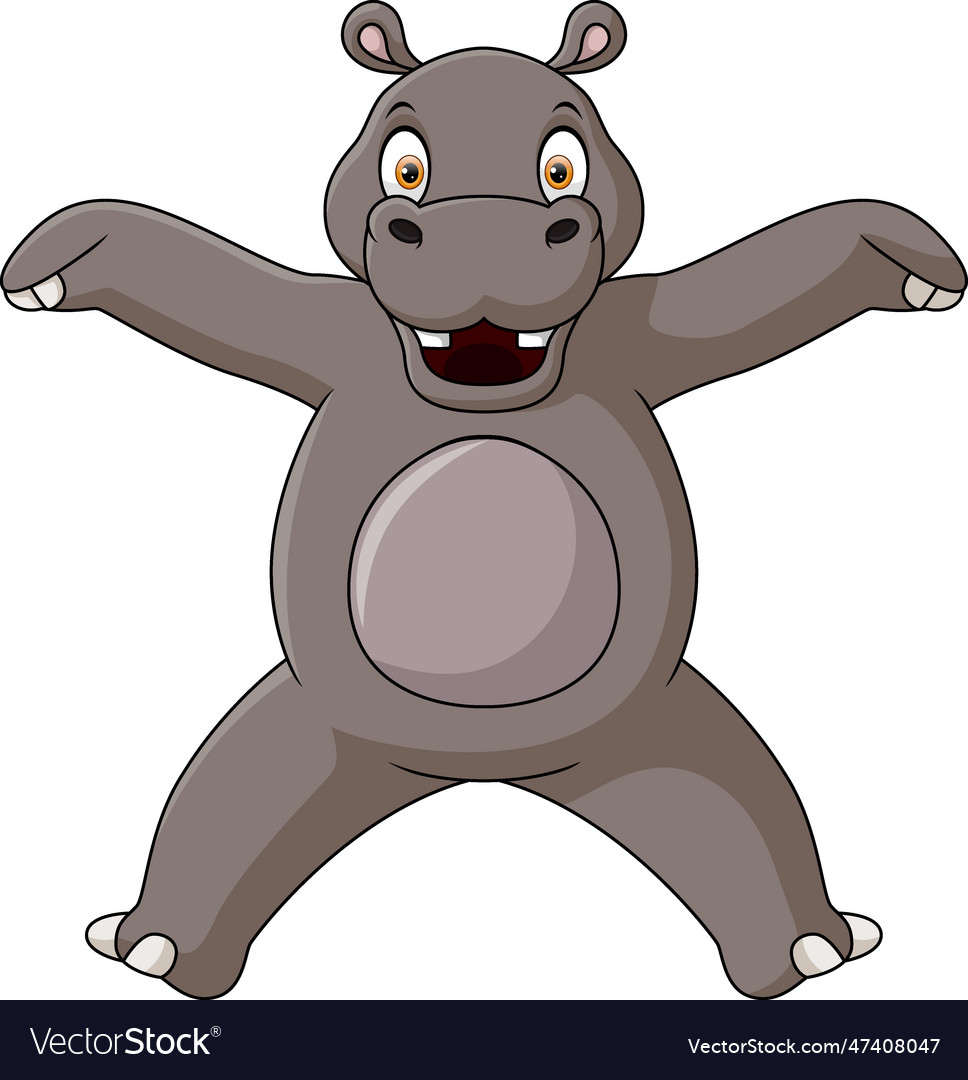 Happy hippo cartoon dancing pose Royalty Free Vector Image