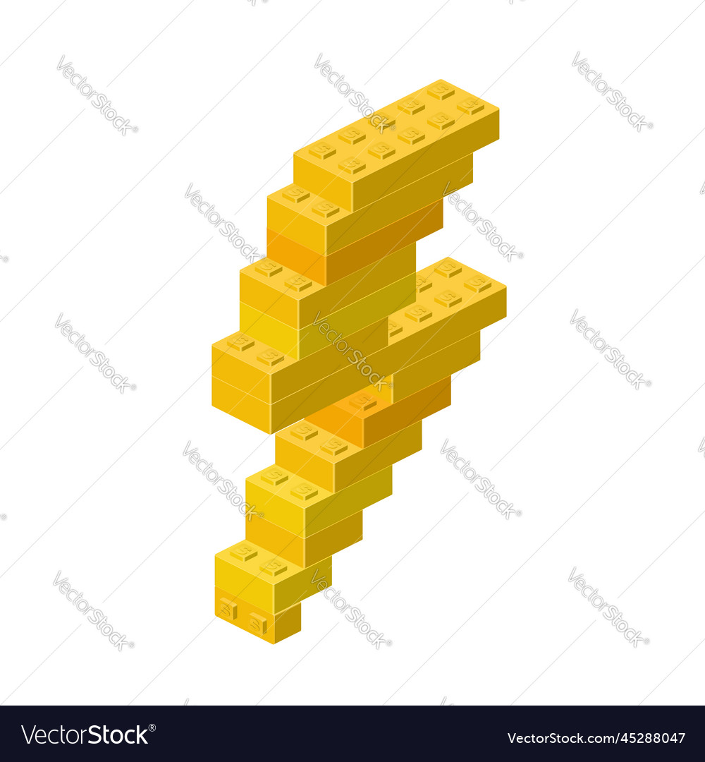 Lightning icon collected from plastic blocks Vector Image Lightning icon collected from plastic blocks