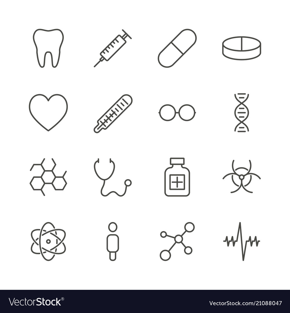 Medicine icon set line health symbol colle