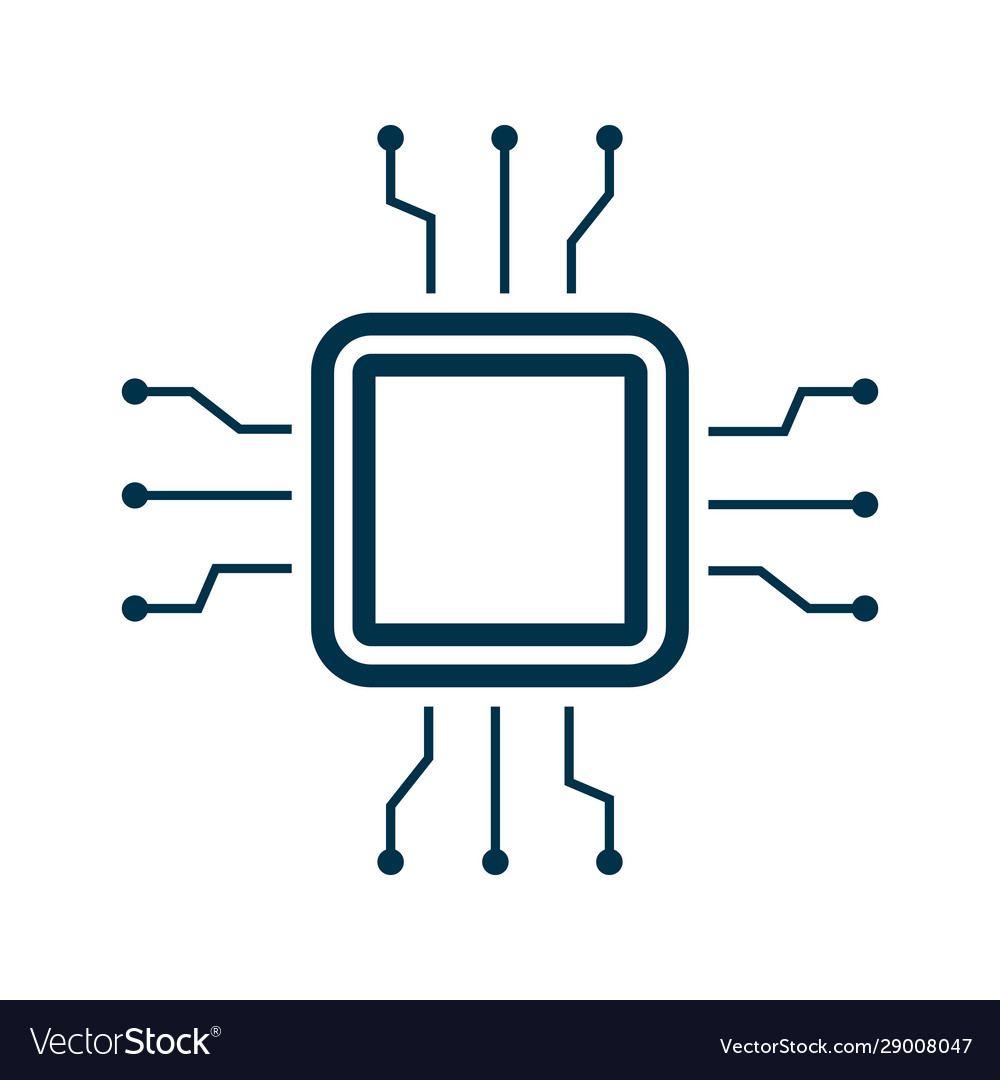 Microchip line icon cpu central processing unit vector image Microchip line icon cpu central processing unit