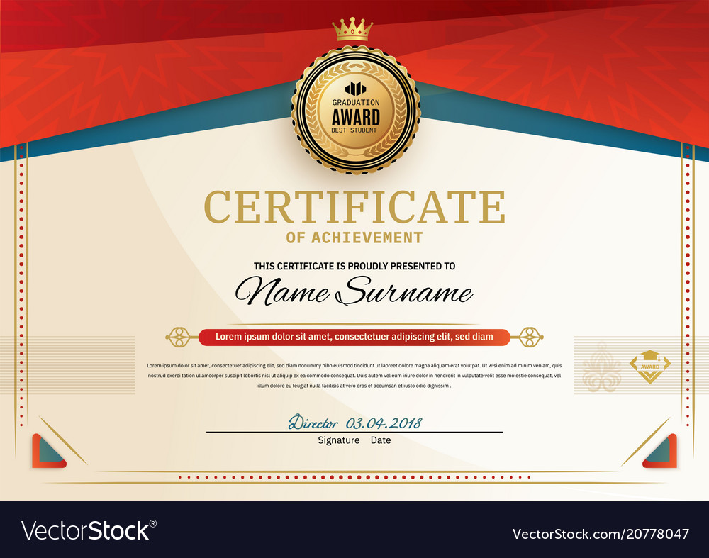 Official certificate with red turquoise square Vector Image