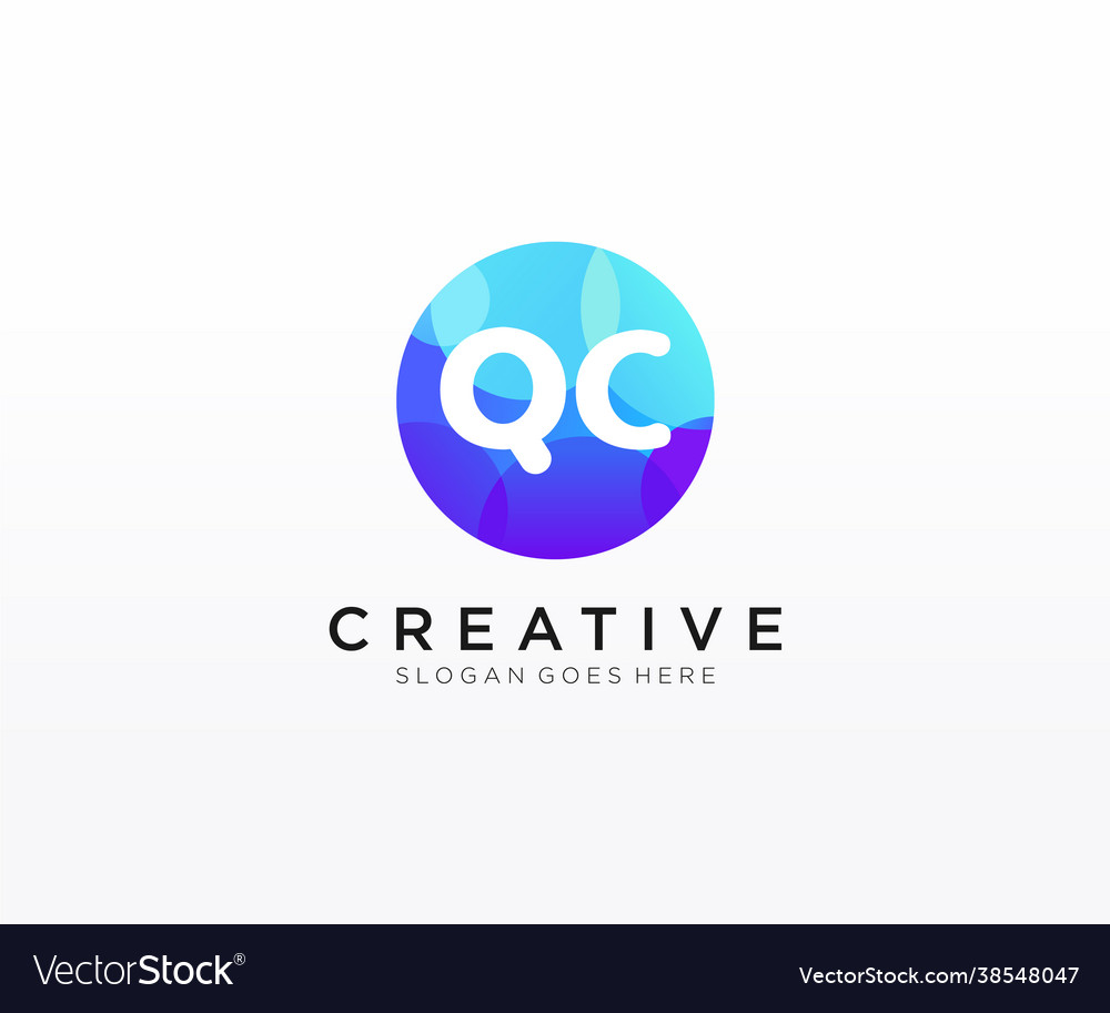 Qc initial logo with colorful circle template