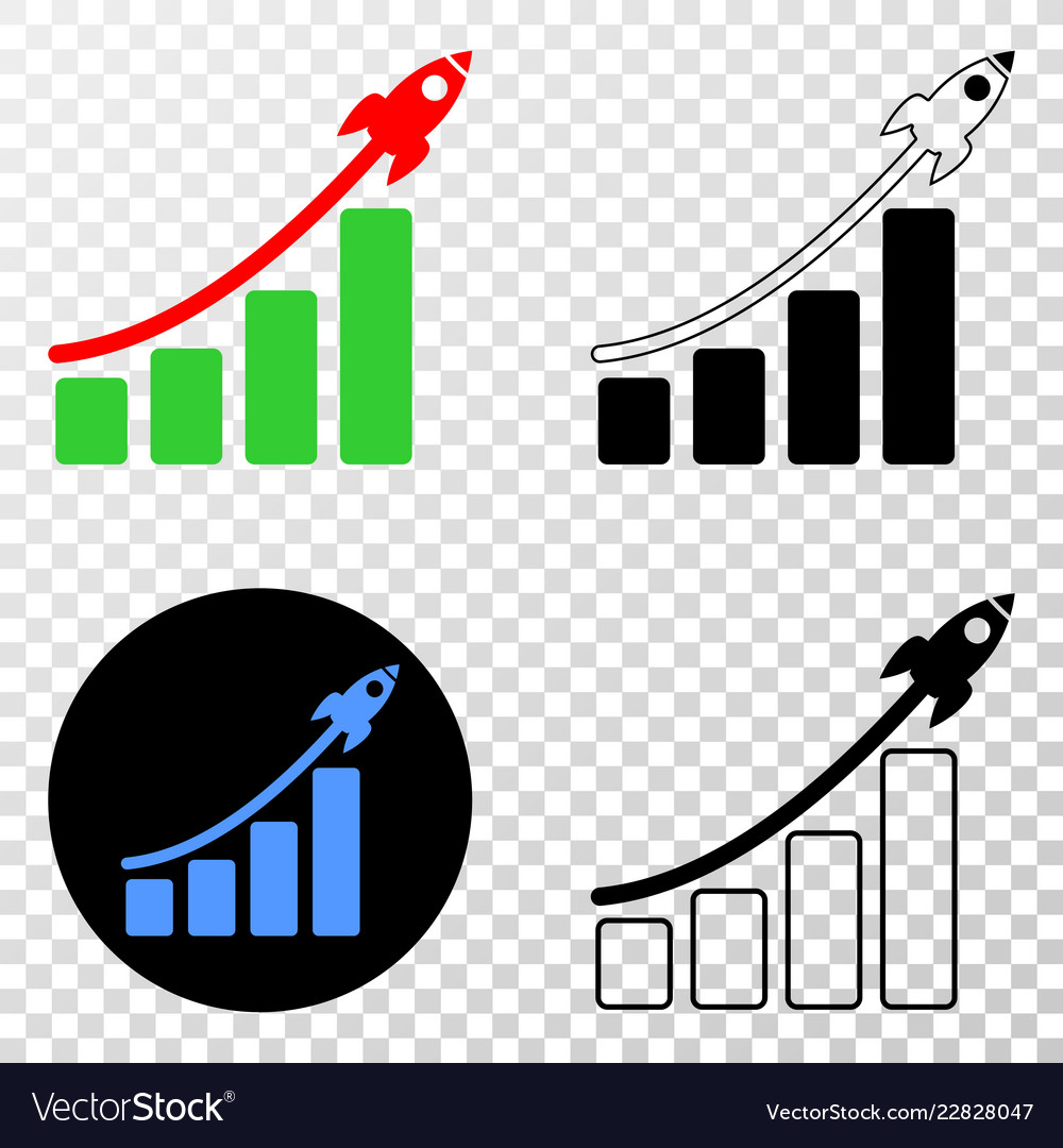 Rocket bar chart eps icon with contour vector image Rocket bar chart eps icon with contour