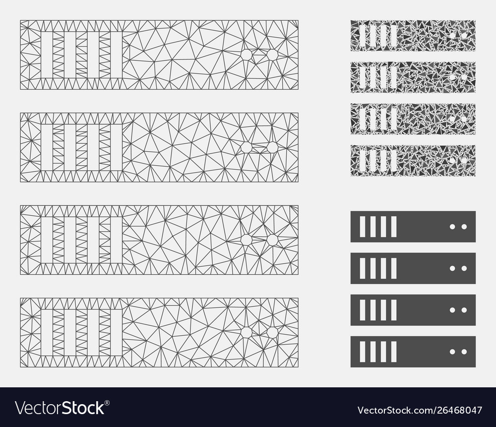 Server mesh 2d model and triangle mosaic vector image Server mesh 2d model and triangle mosaic