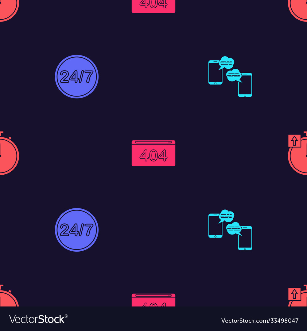 Set chat messages on mobile clock 24 hours page vector image Set chat messages on mobile clock 24 hours page