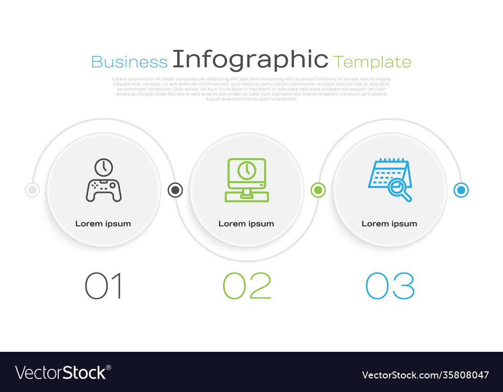 Set line gamepad time monitor and calendar vector image Set line gamepad time monitor and calendar