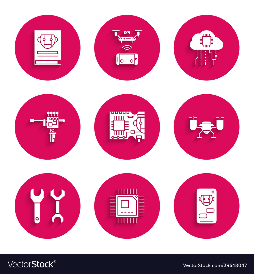 Set printed circuit board pcb processor vector image Set printed circuit board pcb processor