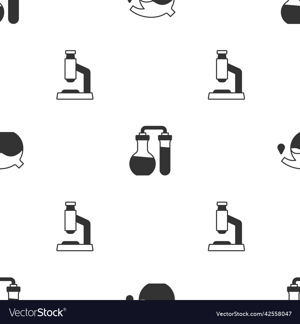 Set test tube and microscope on seamless pattern Vector Image Set test tube and microscope on seamless pattern