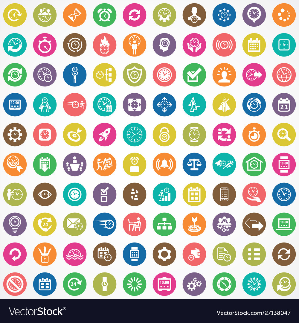 Time management 100 icons universal set for web