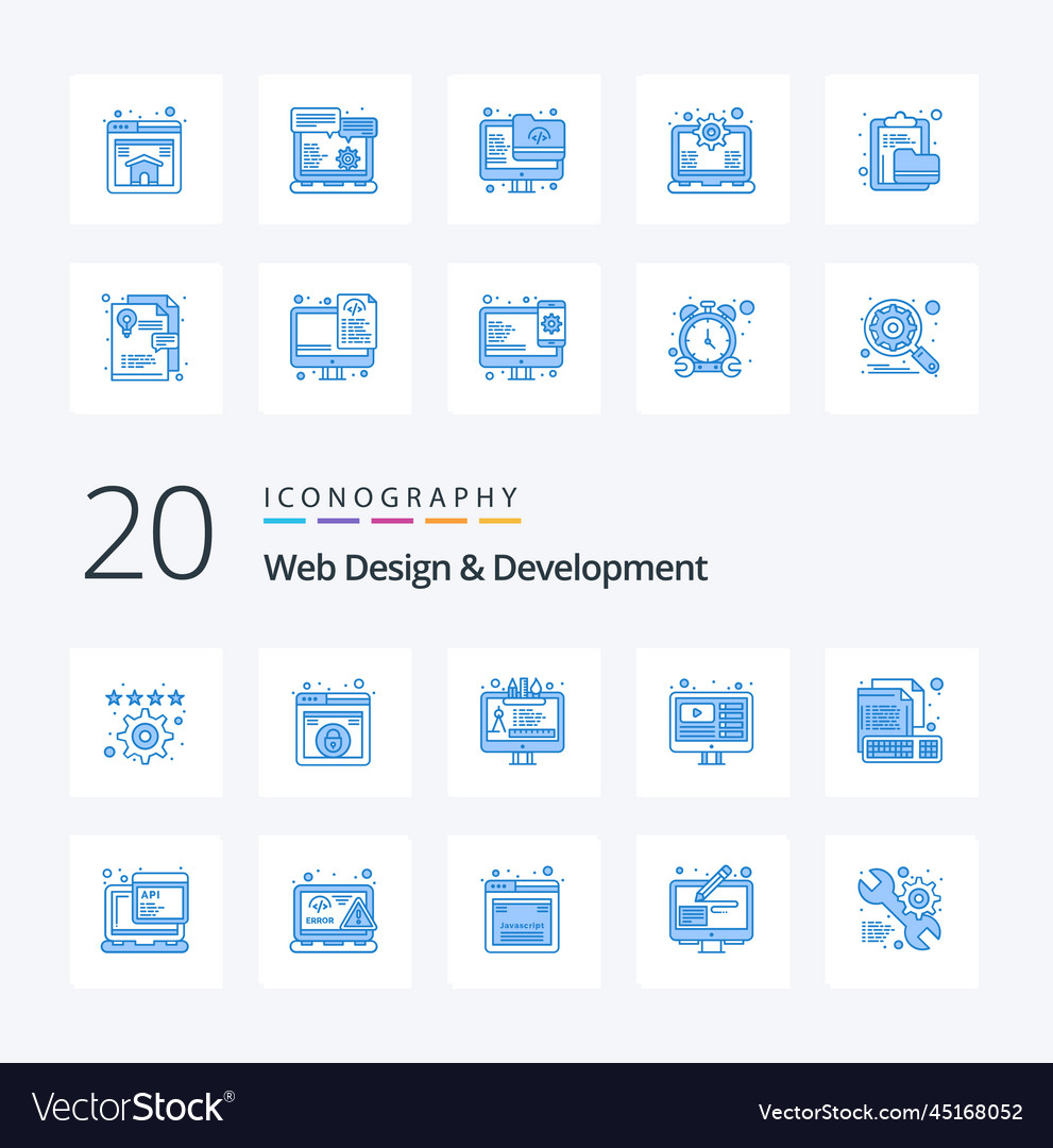 20 web design and development blue color icon