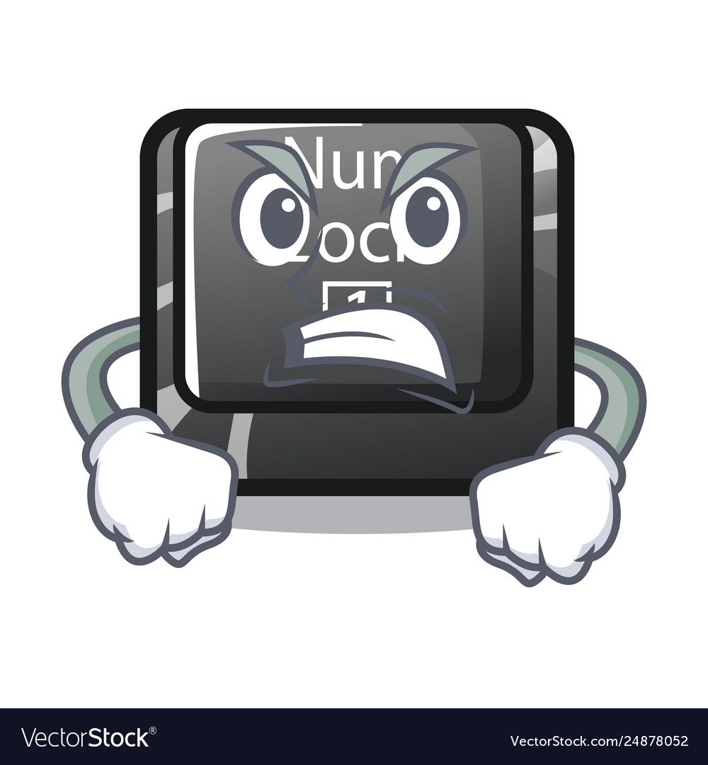 Angry num lock installed on cartoon computer vector image Angry num lock installed on cartoon computer