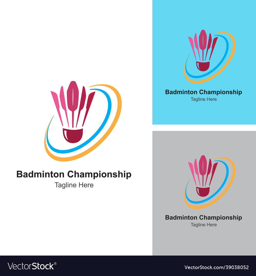 Badminton champions team design logo template