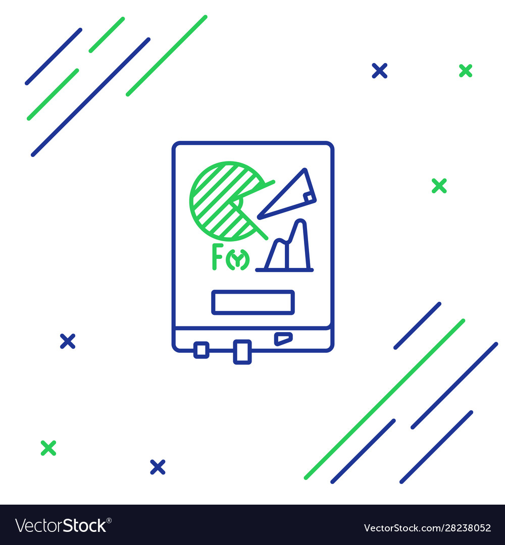 Blue and green line board with graph chart icon