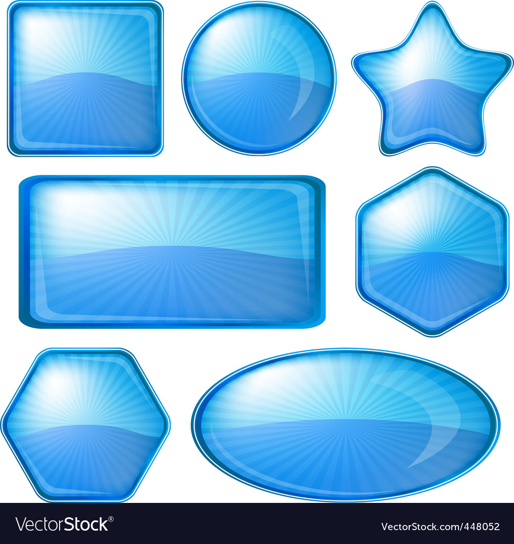 Blue Button Icons Set