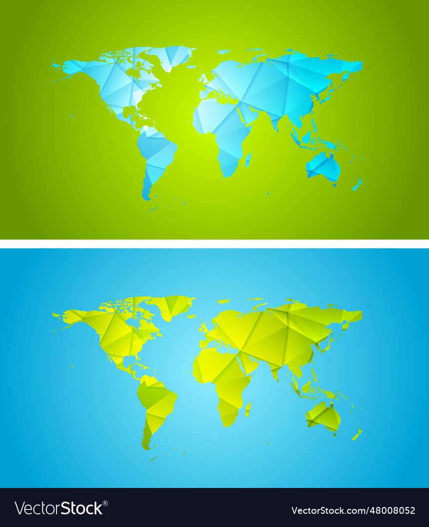 Bright abstract tech polygonal world map design vector image Bright abstract tech polygonal world map design