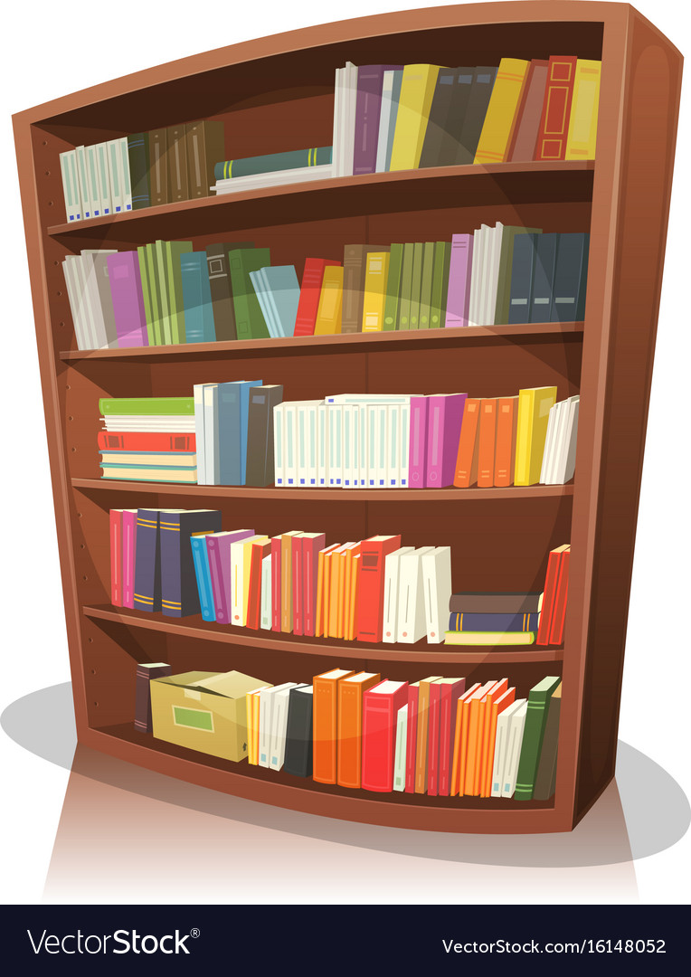 Cartoon library bookshelf Royalty Free Vector Image