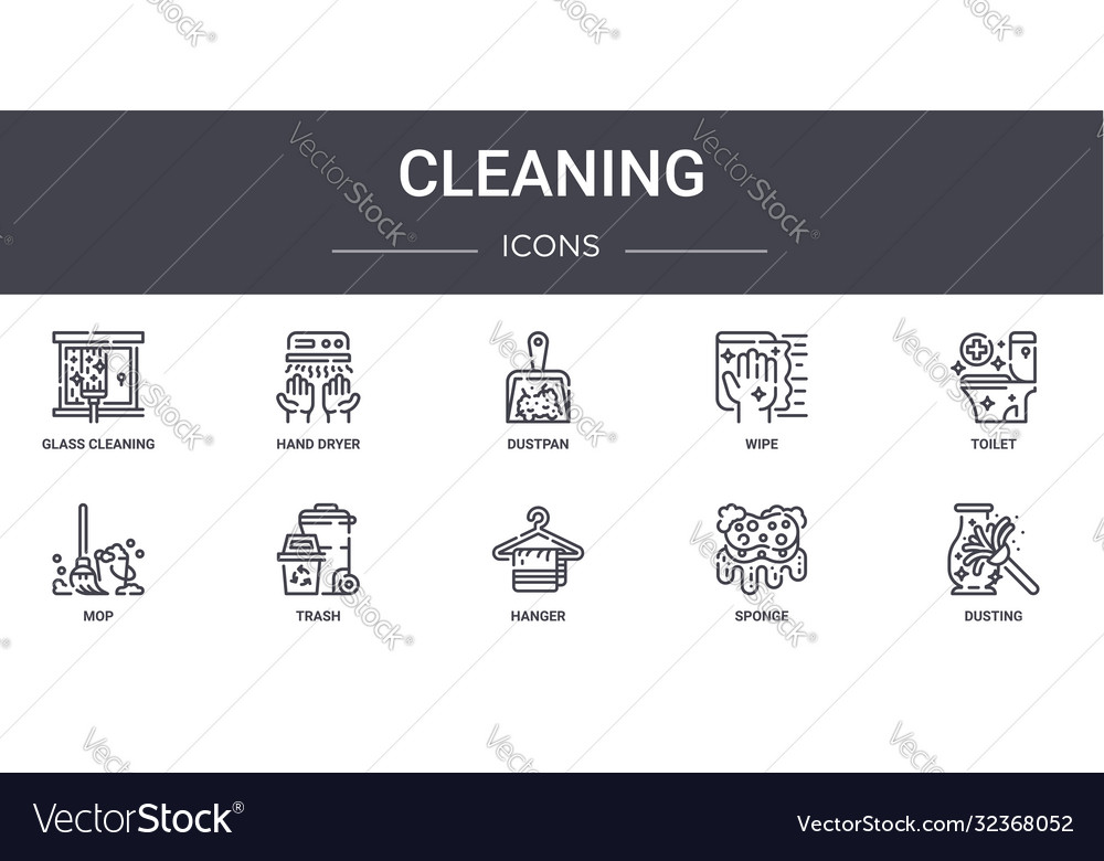 Cleaning concept line icons set contains vector image Cleaning concept line icons set contains