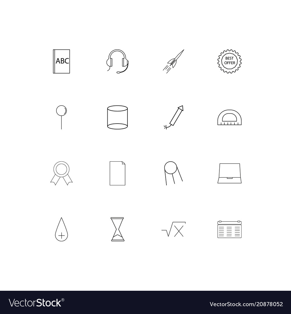 Education and science linear thin icons set