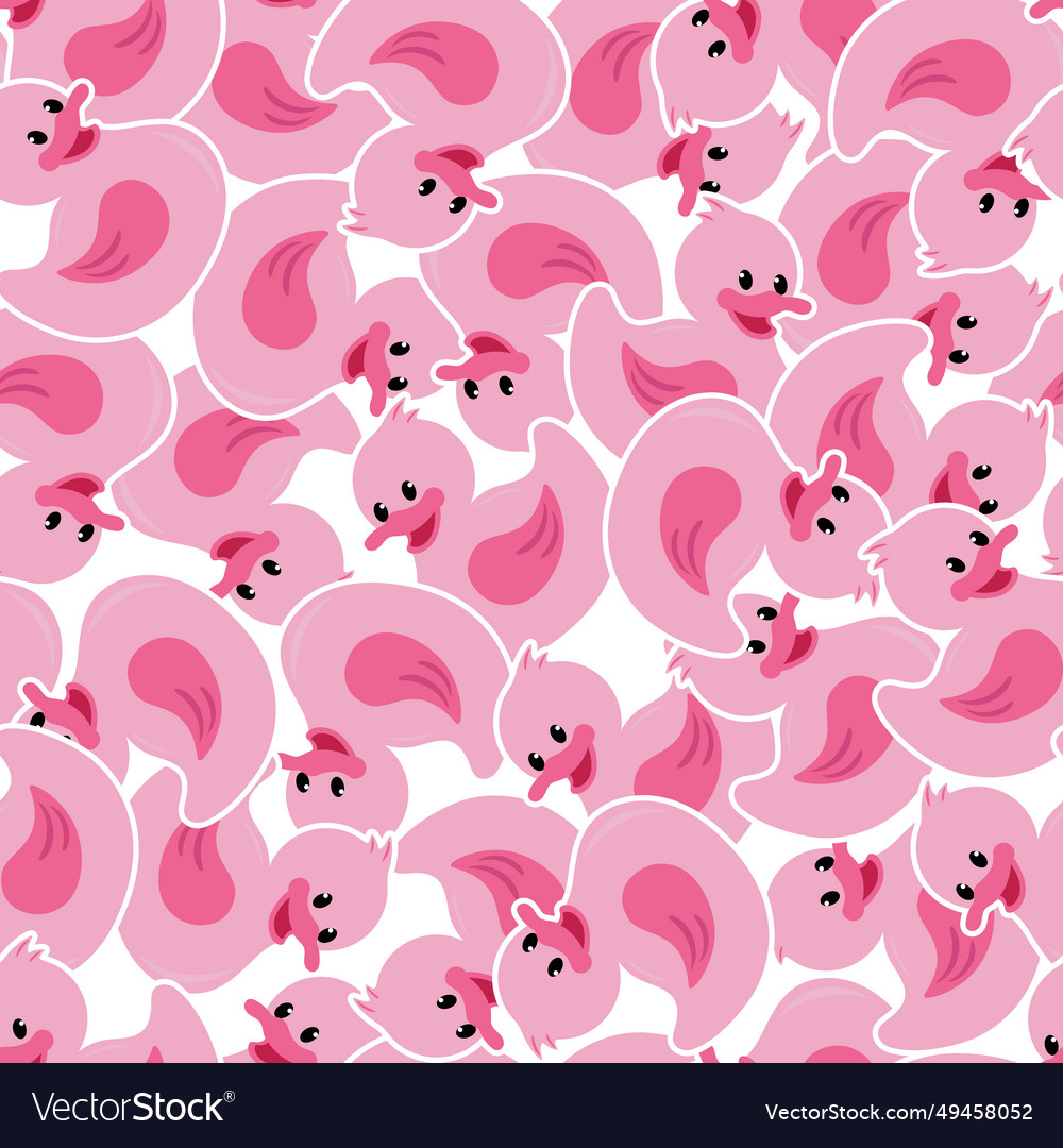 Funny pink rubber ducks cute seamless pattern