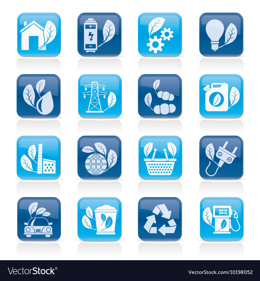 Green ecology and environment icons