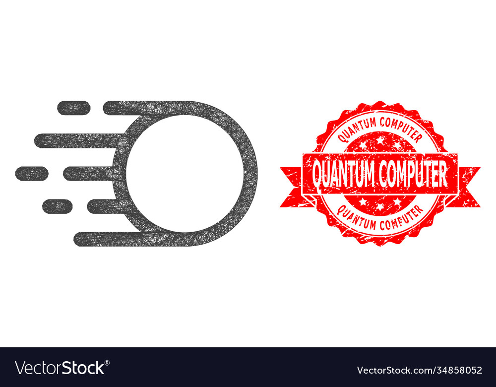 Grunge quantum computer stamp and hatched light vector image Grunge quantum computer stamp and hatched light