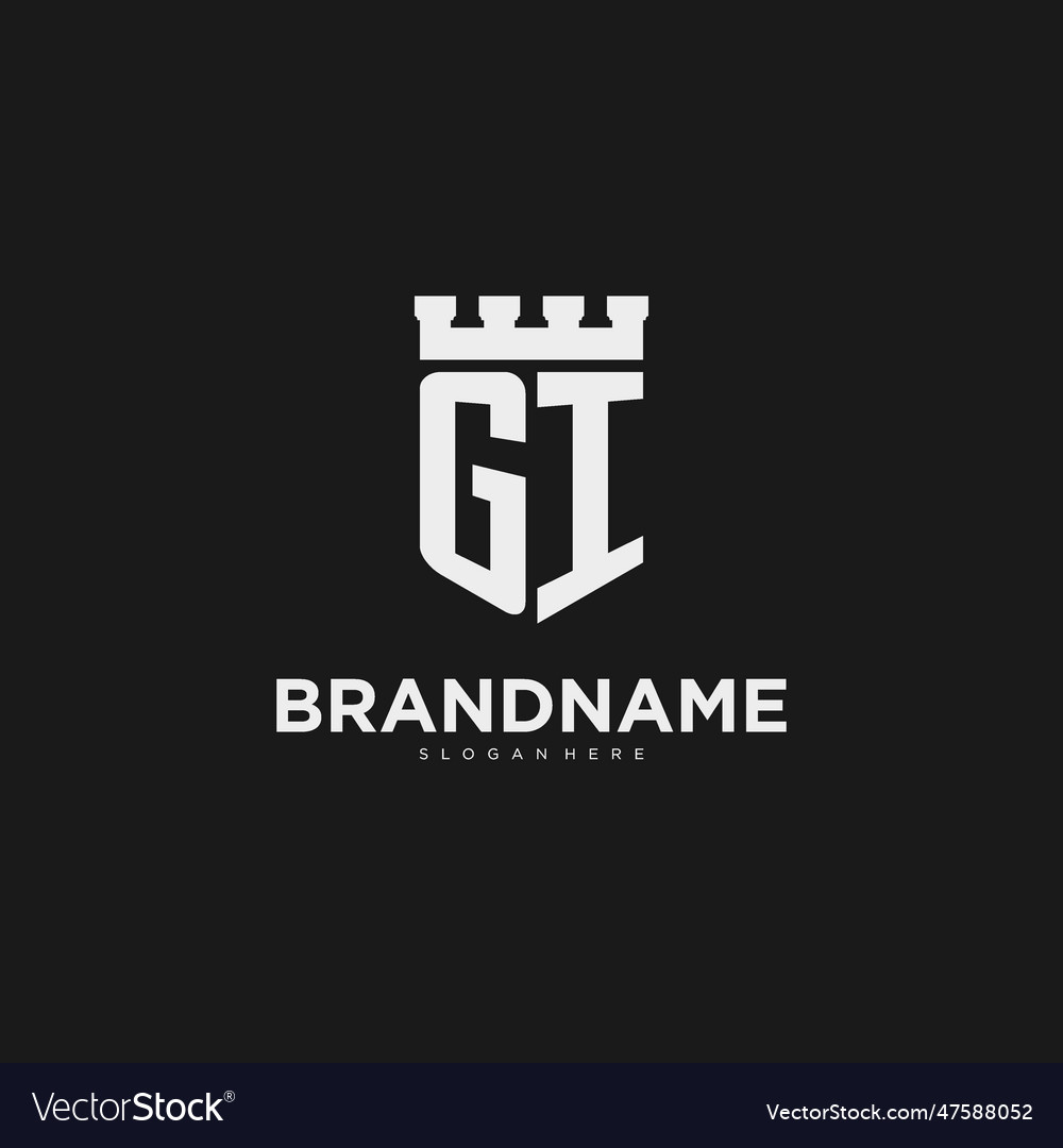 Initials gi logo monogram with shield Royalty Free Vector