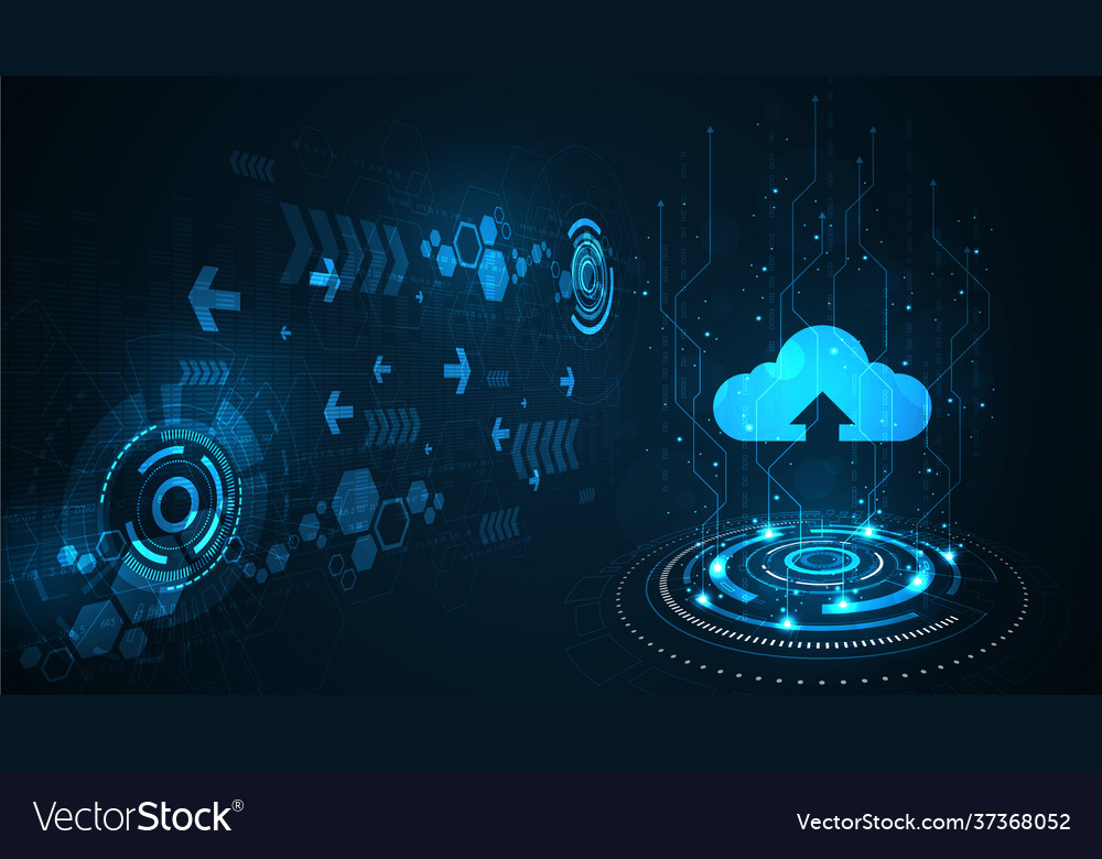 Interface digital data transfer via cloud vector image Interface digital data transfer via cloud