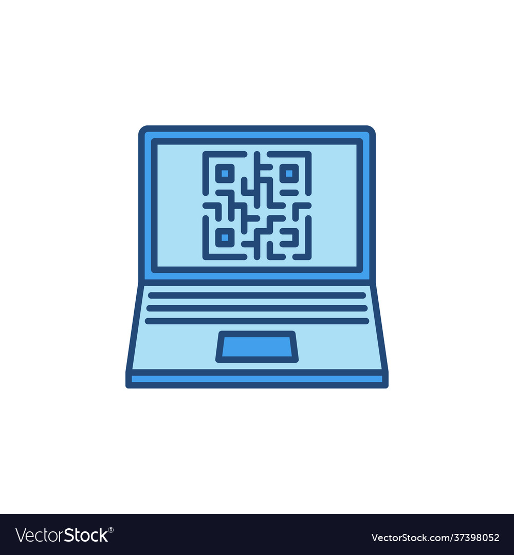 Laptop screen with qr code concept colored Vector Image Laptop screen with qr code concept colored