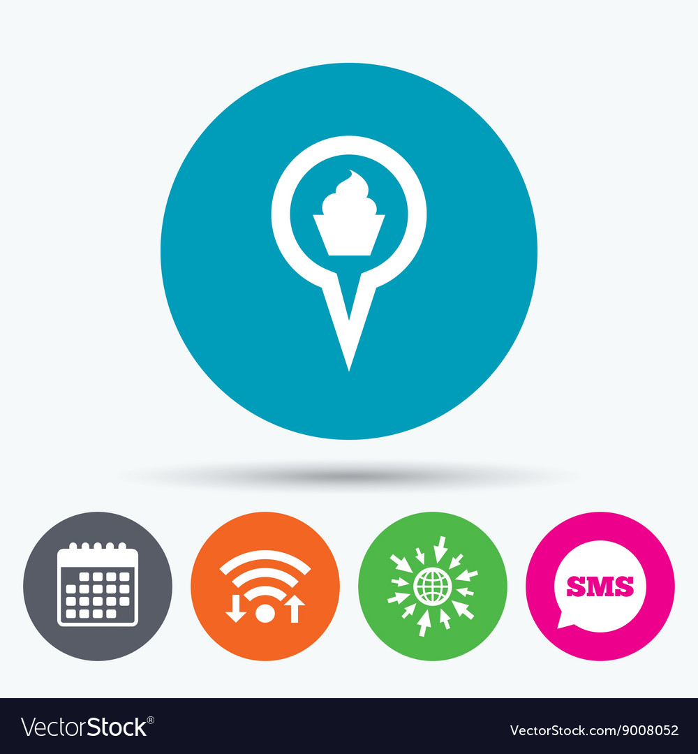 Map pointer food sign icon marker symbol