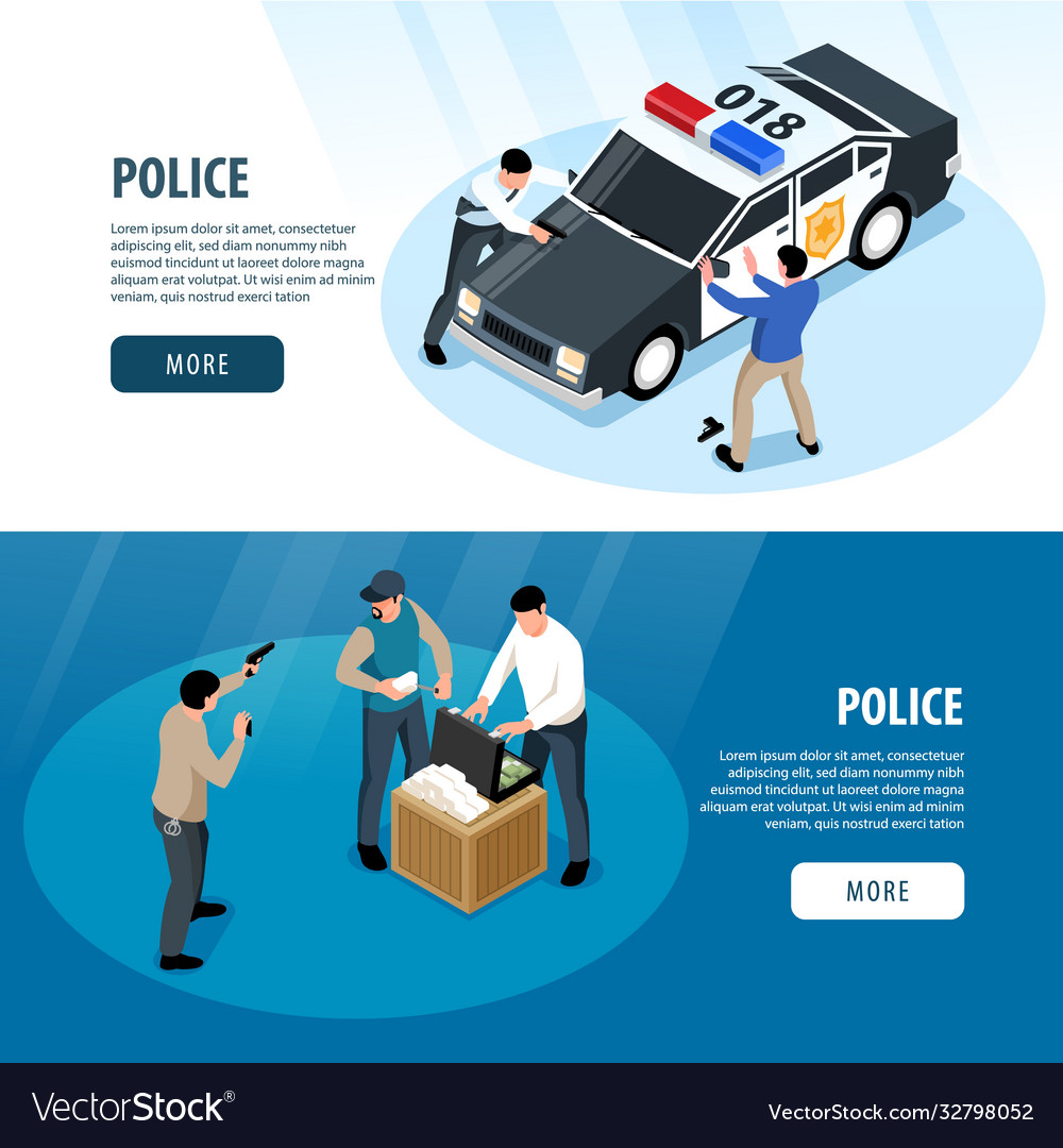 Police Horizontal Banners Set Royalty Free Vector Image