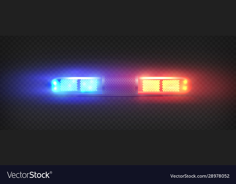 Realistic police led flasher red and blue lights Vector