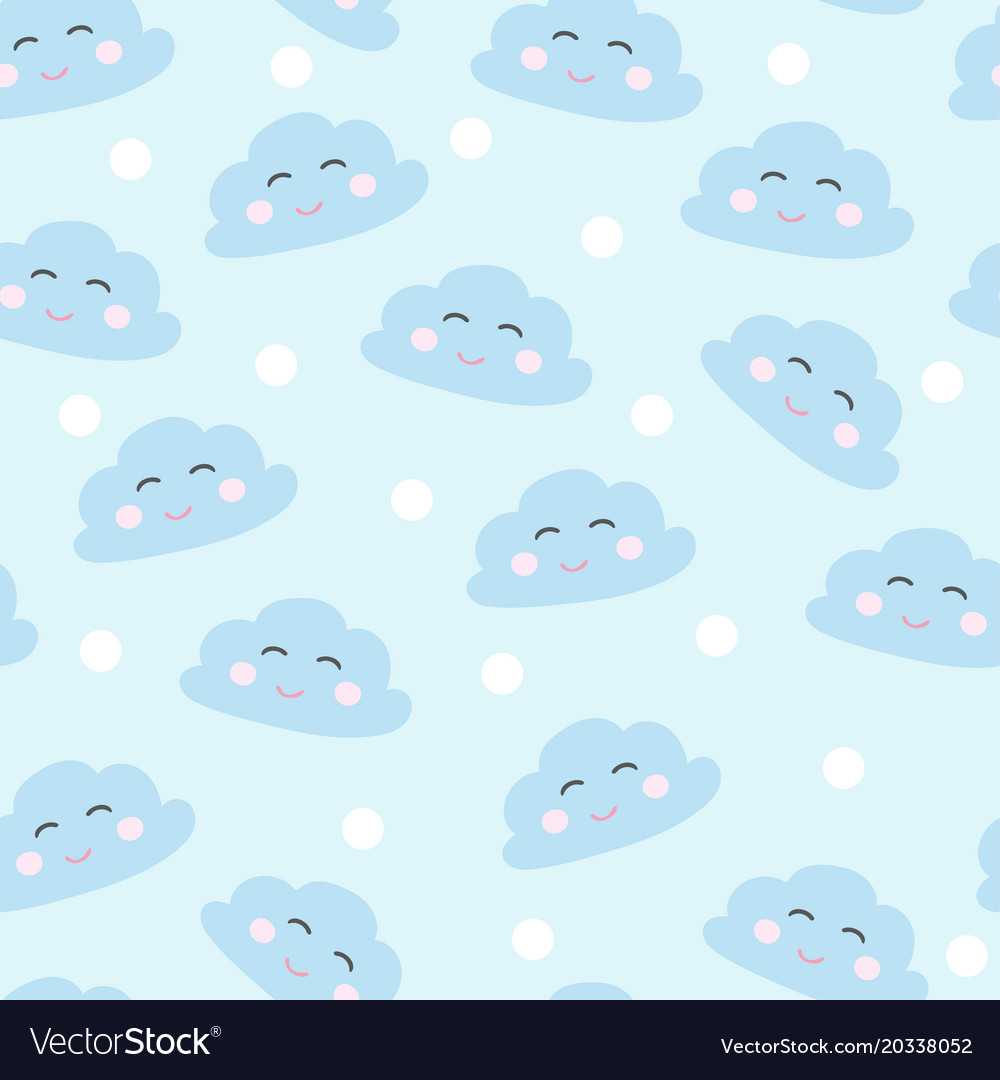 Seamless smiling sleeping clouds