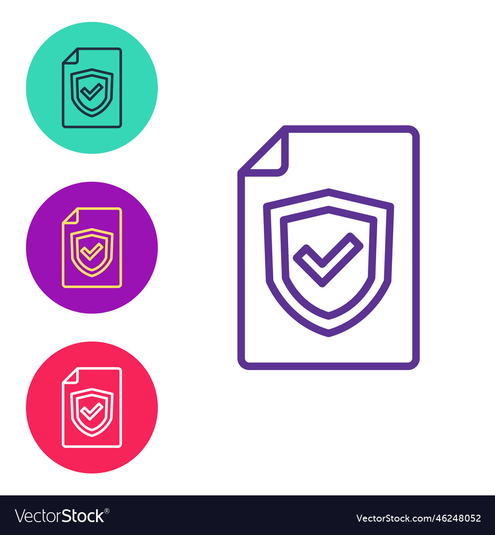 Set line contract with shield icon isolated vector image Set line contract with shield icon isolated