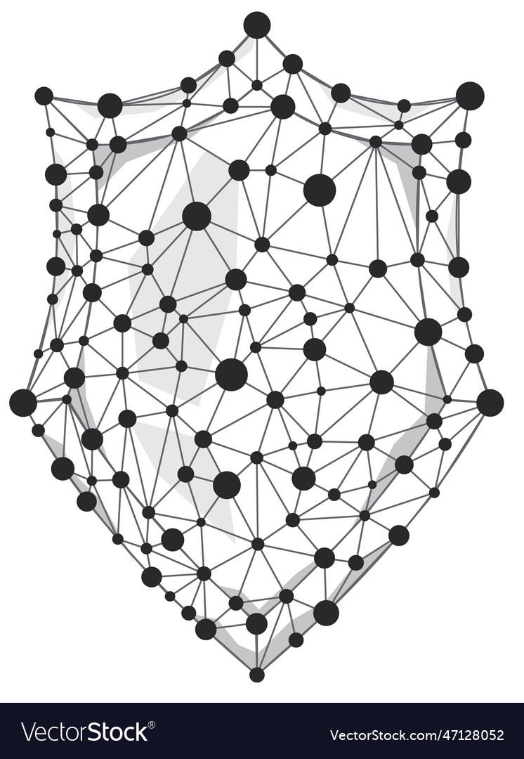 Shield wireframe polygon with line and dots Vector Image Shield wireframe polygon with line and dots