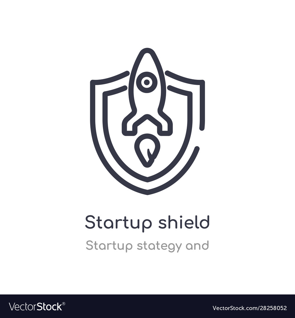 Startup shield outline icon isolated line from