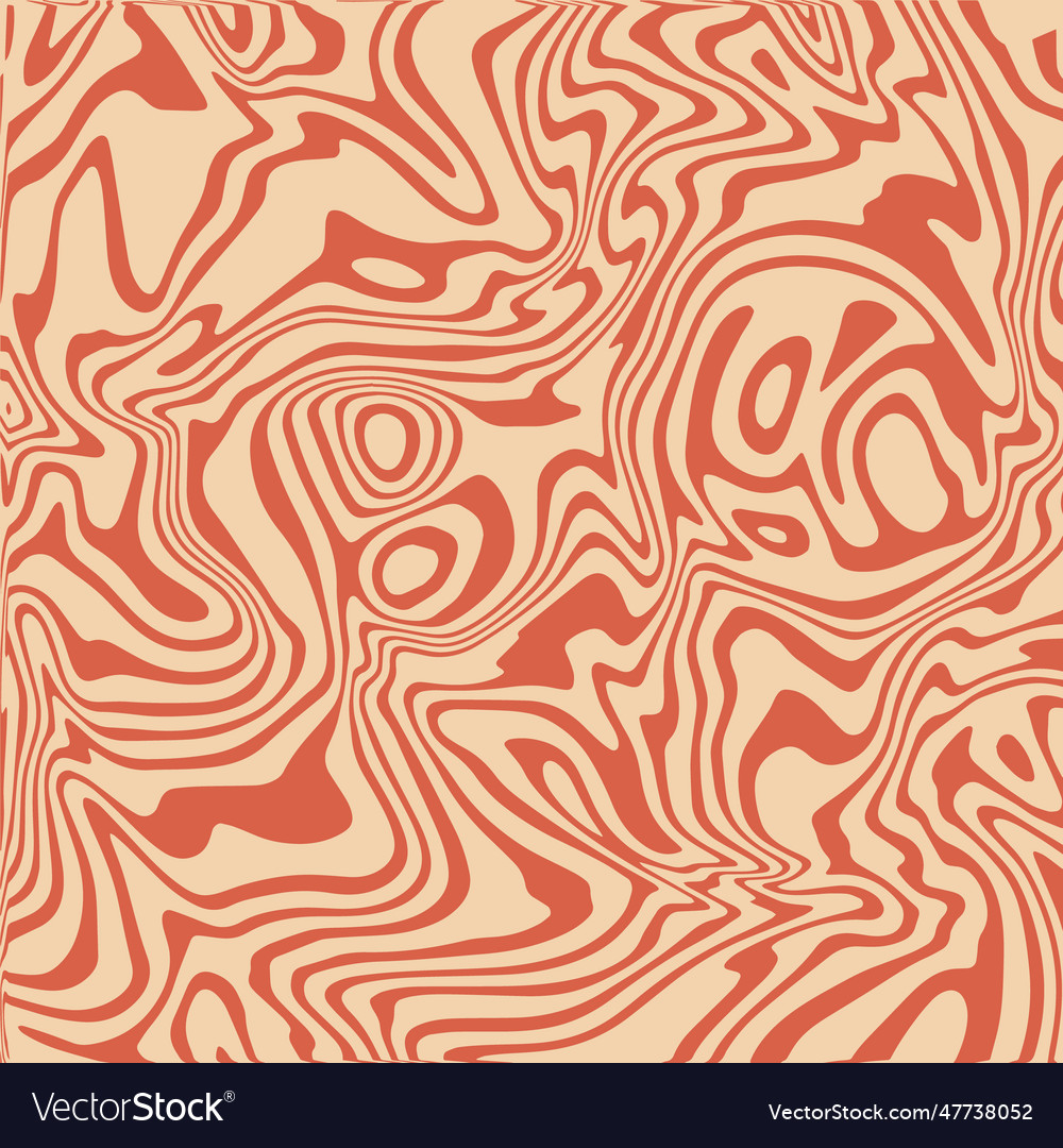 Trippy wavy pattern in red and beige color vector image Trippy wavy pattern in red and beige color