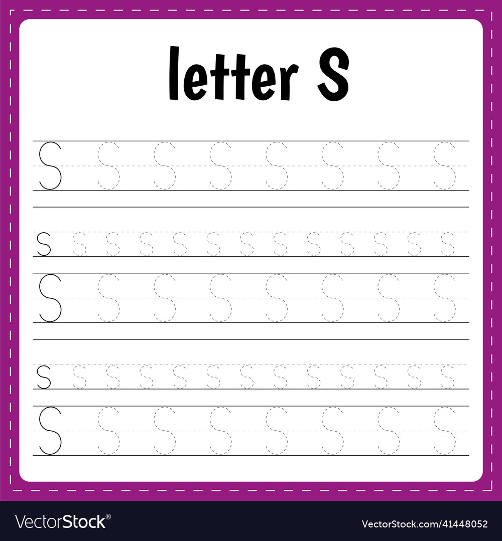Writing letters tracing page practice sheet Vector Image Writing letters tracing page practice sheet