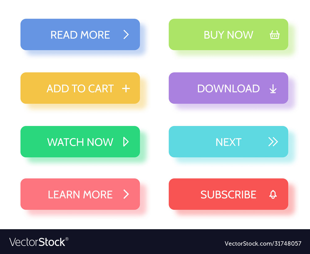 Action button set rounded continue vector image Action button set rounded continue