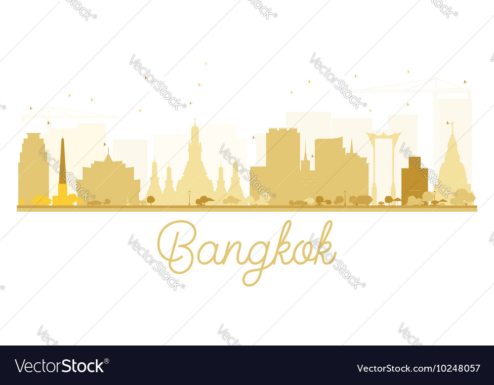 Bangkok city skyline golden silhouette Royalty Free Vector