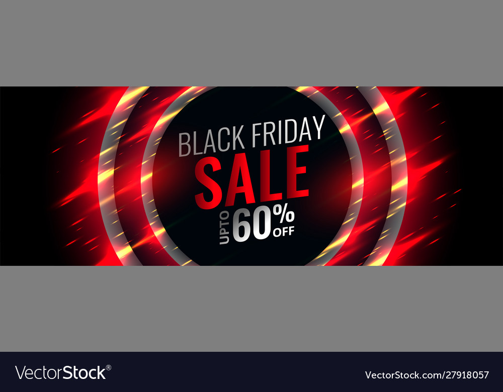 Black friday red banner with sparkle glows