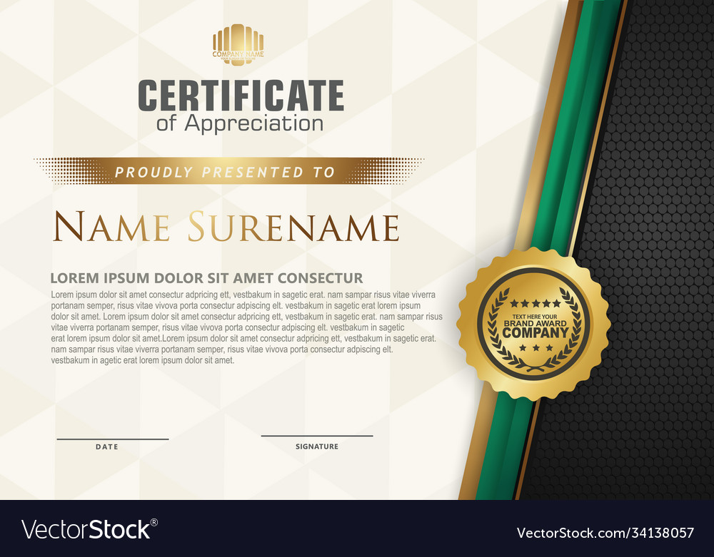 Certificate template with luxury patterndiploma Vector Image