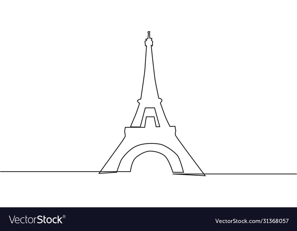 Continuous line drawing eiffel tower vector image Continuous line drawing eiffel tower