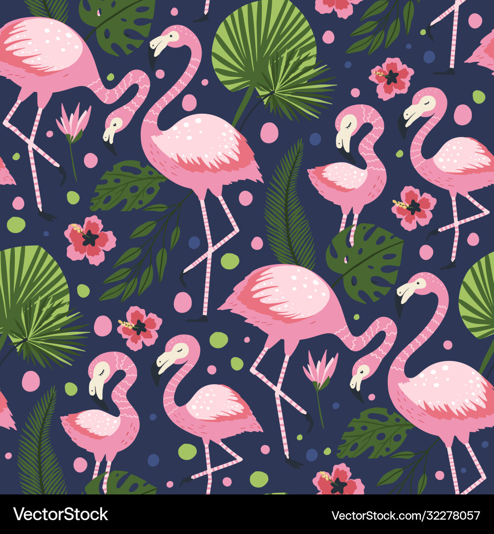 Flamingo bird seamless pattern Royalty Free Vector Image