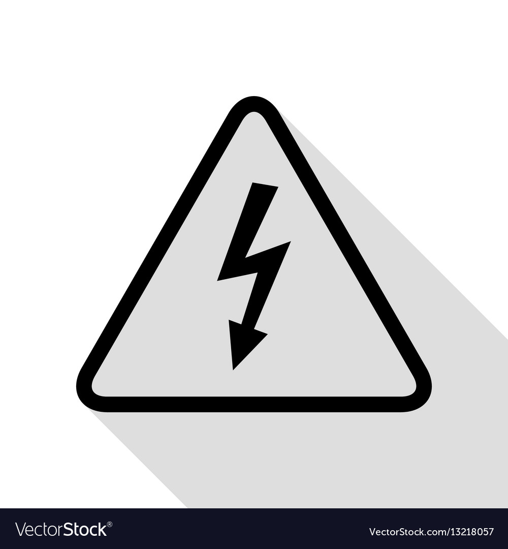 High voltage danger sign black icon with flat Vector Image