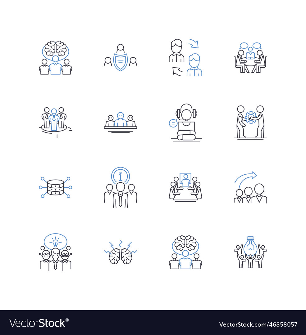 Joint-workers line icons collection ollaboration